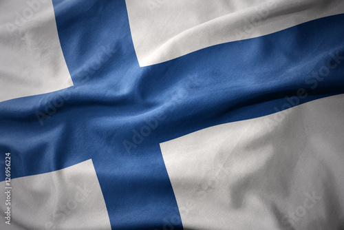 waving colorful flag of finland.