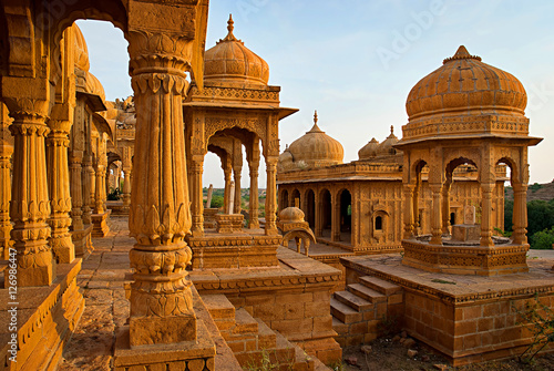 The royal cenotaphs of historic rulers, Jaisalmer, Rajasthan, India