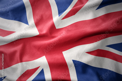 waving colorful flag of great britain.