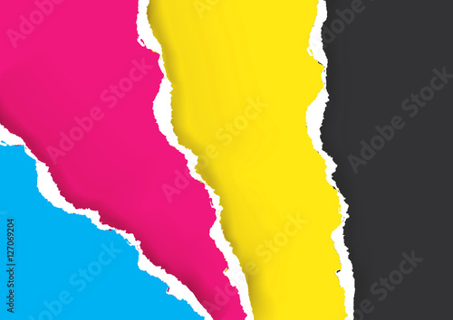 Ripped Paper background with Print Colors. Colorful Ripped paper with prit colors. Concept for presenting color printing. Vector available.