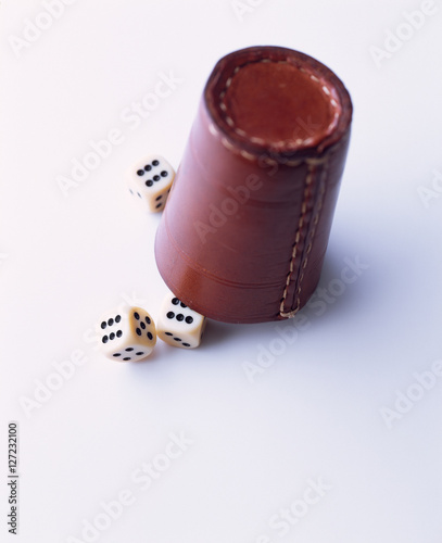 Leather dice cup with dice