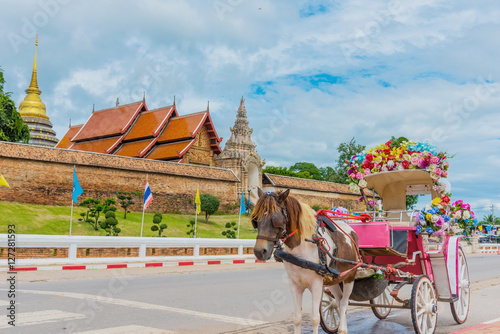 The carriage in front of wat phra tad lampang luang