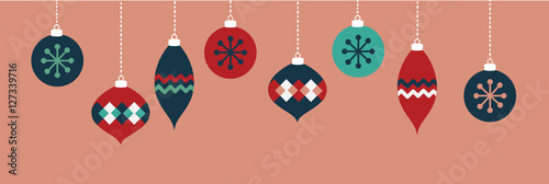 Pink Christmas Ornaments Banner