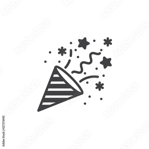 Confetti Popper icon vector, filled flat sign, solid pictogram isolated on white, logo illustration