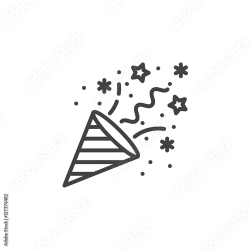 Confetti Popper line icon, outline vector sign, linear pictogram isolated on white. logo illustration