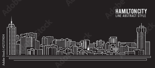 Cityscape Building Line art Vector Illustration design - Hamilton city