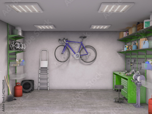 garage interior; 3d illustration