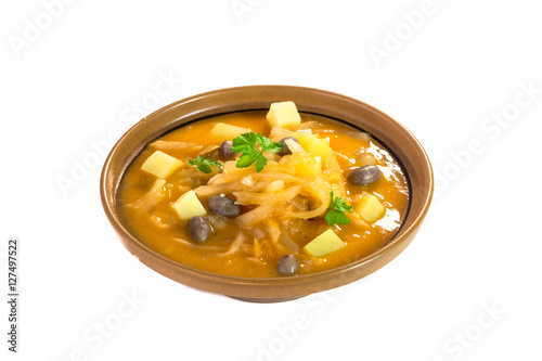 Fresh turnip stew - jota isolated on white