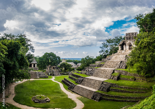 Temples of the Cross Group at mayan ruins of Palenque - Chiapas, Mexico