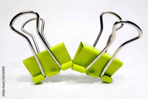 Green foldback Clips on a white background