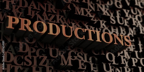 Productions - Wooden 3D rendered letters/message. Can be used for an online banner ad or a print postcard.