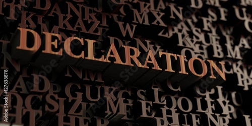 Declaration - Wooden 3D rendered letters/message. Can be used for an online banner ad or a print postcard.