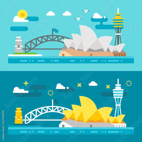 Flat design Sydney landmarks
