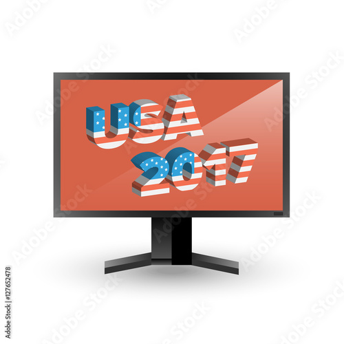 Monitor with sign USA 2017