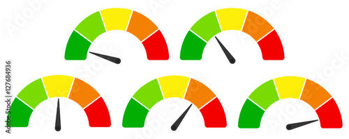 Bewertung Barometer Umfrage Werte Neutral von grün bis rot in fünf Stufen