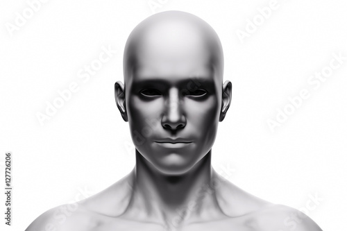 Generic human man face, front view. Futuristic