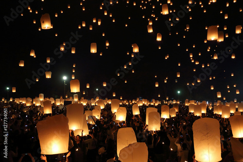 Floating lantern festival in Thailand