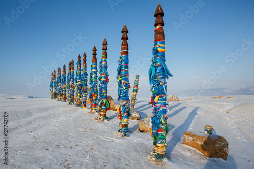 Holy tatems on Olkhon Island, Baikal, Russia