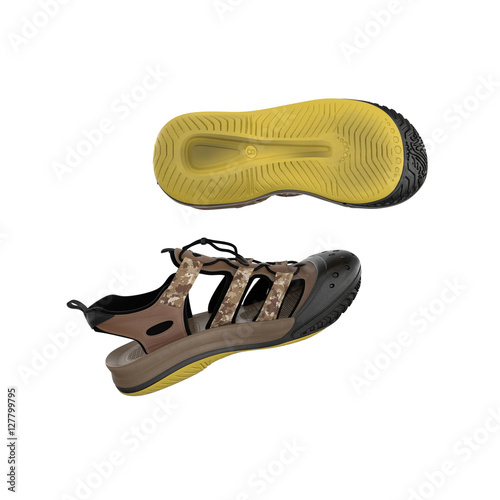 Summer sandals isolated on white. Side view. 3D illustration