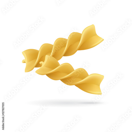 Icon of fusilli pasta. Food is symbol of italian cuisine menu. Cartoon macaroni - vector illustration isolated on white background.