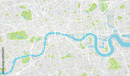 Urban city map of London, England