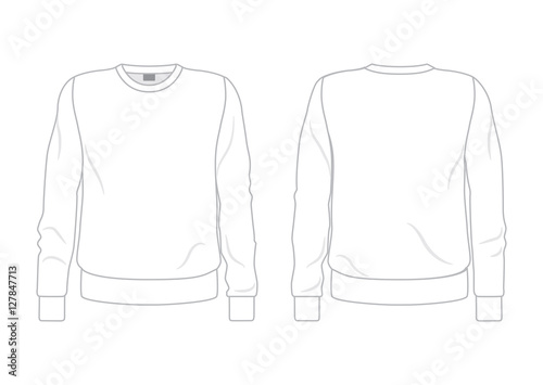 White men's sweatshirt template, front and back view