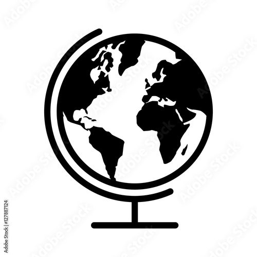 Geographical map globe with planet earth flat icon for apps and websites