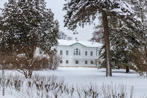 House of Leo Tolstoy in Yasnaya Polyana. Tula, Russia. Front view