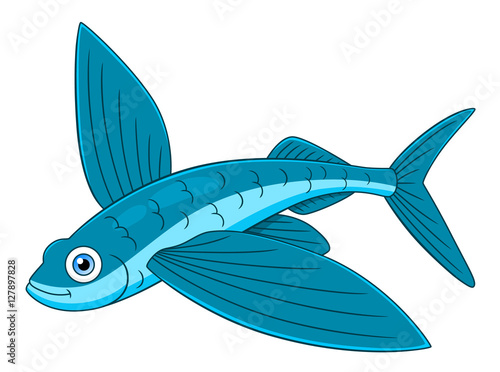 Cartoon cute flying fish