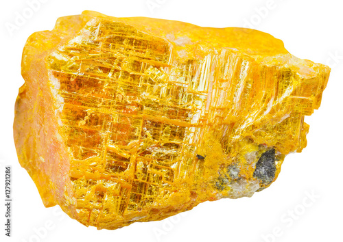 yellow orpiment piece isolated on white