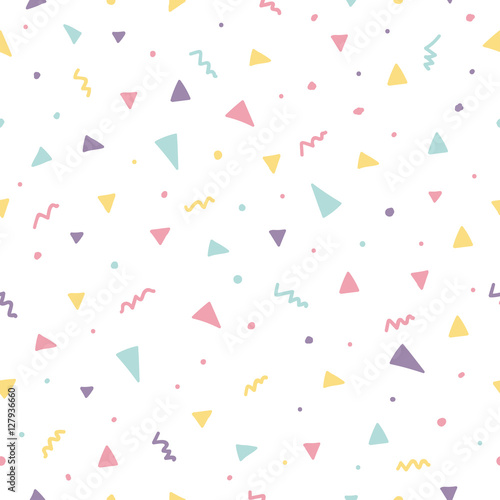Memphis seamless pattern design with triangle confetti