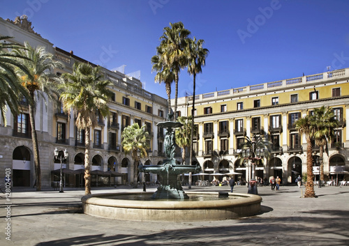 Placa Reial - Royal Plaza in Barcelona. Spain