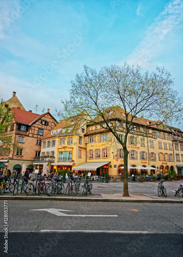 Restaurants at Place du Corbeau in Strasbourg in France