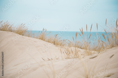 Beautiful white sand dunes at the sea beach