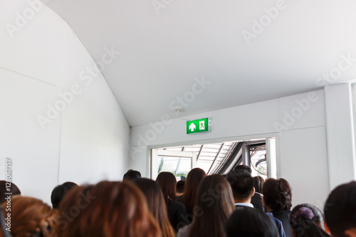 People escape to fire exit door