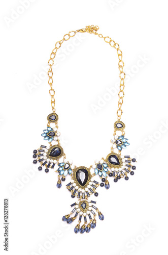 necklace with precious stones isolated on white