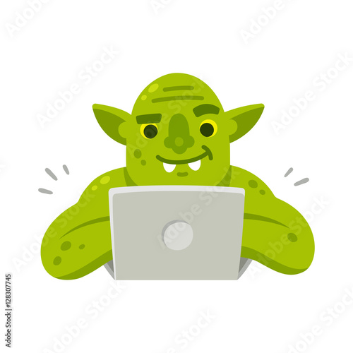 Internet troll with laptop