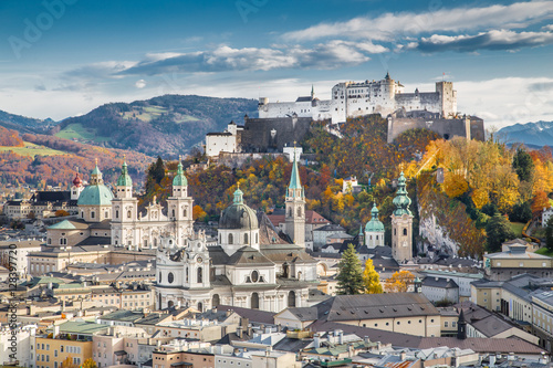 Classic view of Salzburg in fall, Austria