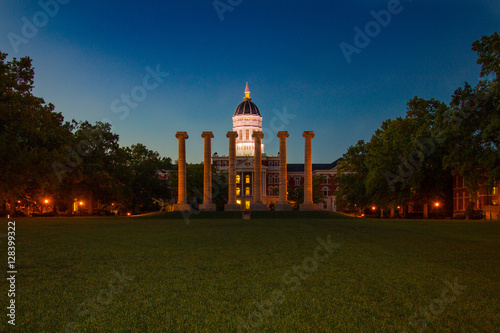 Daybreak at Jesse Hall and the Columns at University of Missouri Mizzou Campus