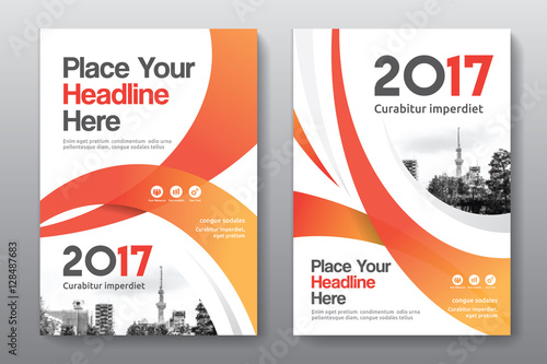Orange Color Scheme with City Background Business Book Cover Design Template in A4. Can be adapt to Brochure, Annual Report, Magazine,Poster, Corporate Presentation, Portfolio, Flyer, Banner, Website.
