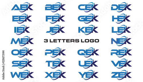3 letters modern generic swoosh logo AEK, BEK, CEK, DEK, EEK, FEK, GEK, HEK, IEK, JEK, KEK, LEK, MEK, NEK, OEK, PEK, QEK, REK, SEK, TEK, UEK, VEK, WEK, XEK, YEK, ZEK