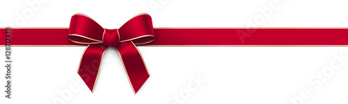 Red silk ribbon with bow - panorama banner