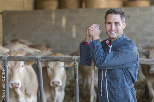 Farmer in barn