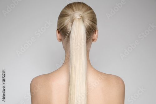 Portrait Of A Beautiful Young Blond Woman Ponytail Hairstуle