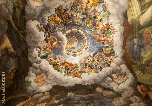 Palazzo Te in Mantua is a major tourist attraction. Mannerism's fresco: Giulio Romano's illusionism invents a dome overhead and dissolves the room's architecture in the Fall of the Giants.