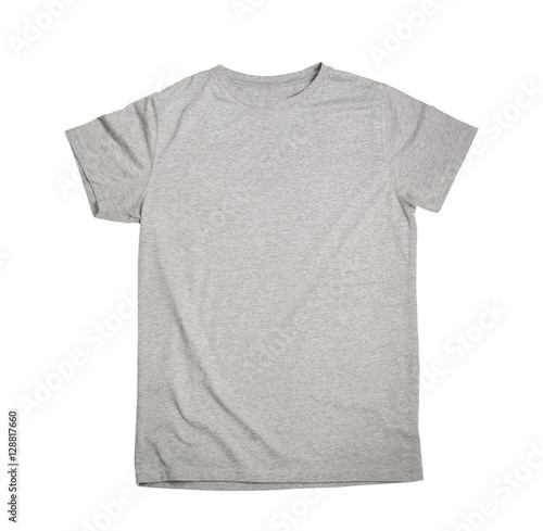 Blank grey t-shirt on white background