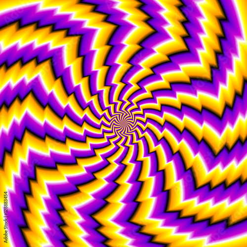 Abstract yellow and purple background with zigzags (spin illusion)