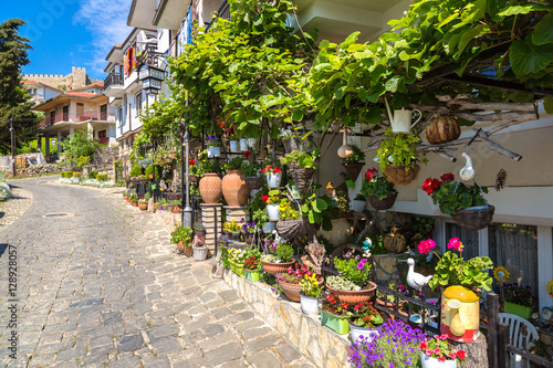 Narrow street in Ohrid, Macedonia