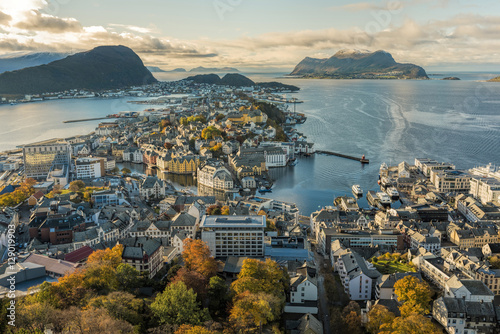 Alsesund Norwegen Panorama Herbst