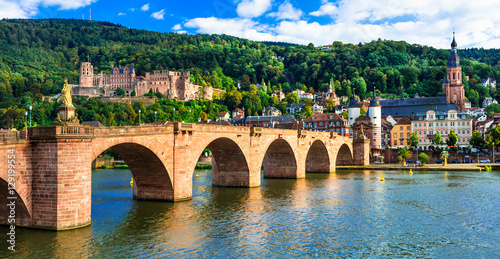 medieval Heidelberg - view of famous Karl Theodor bridge and castle